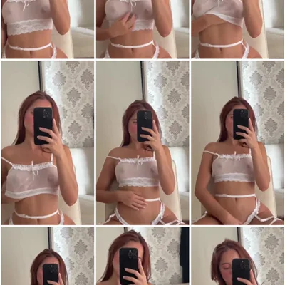 Ruivinha branquinha Jennifer Karoline usando lingerie transparente